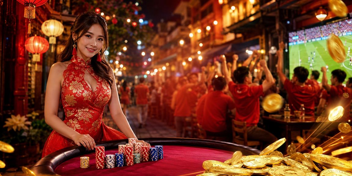 Đèn lồng rực rỡ tại khu giải trí casino Hà Nội về đêm
